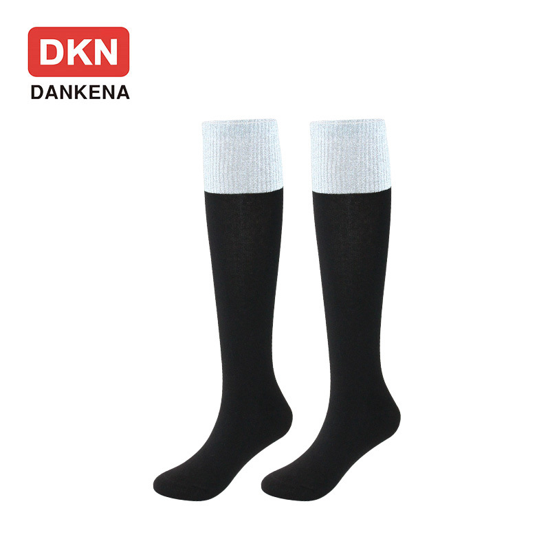 DANKENA 10 Pairs Reflective Socks Knee Socks Female Autumn Winter Black Gray Stitching Cuffs High Socks Street Fashion Socks